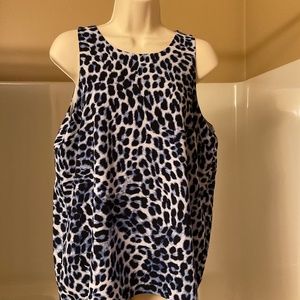 Vince Camuto Blue and Black leopard sleeveless top